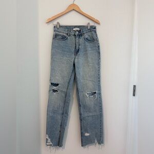 BDG Urban Outfitters Cowboy Jeans Womens 27 Distressed Denim High Rise Raw Hem